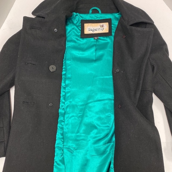 Sugarfly Girls Black Wool Coat - Picture 4 of 10